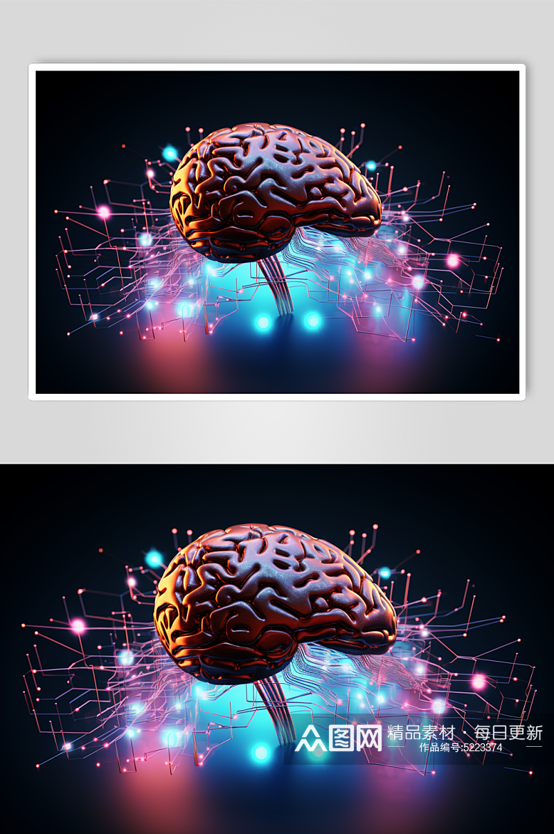 AI数字艺术大脑数据科技元素模型素材