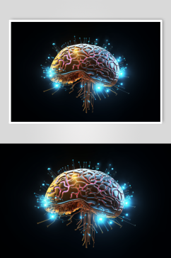AI数字艺术大脑数据科技元素模型
