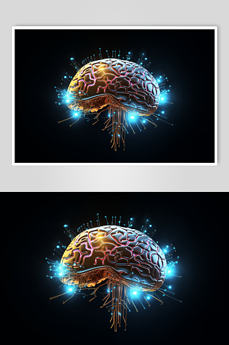 AI数字艺术大脑数据科技元素模型