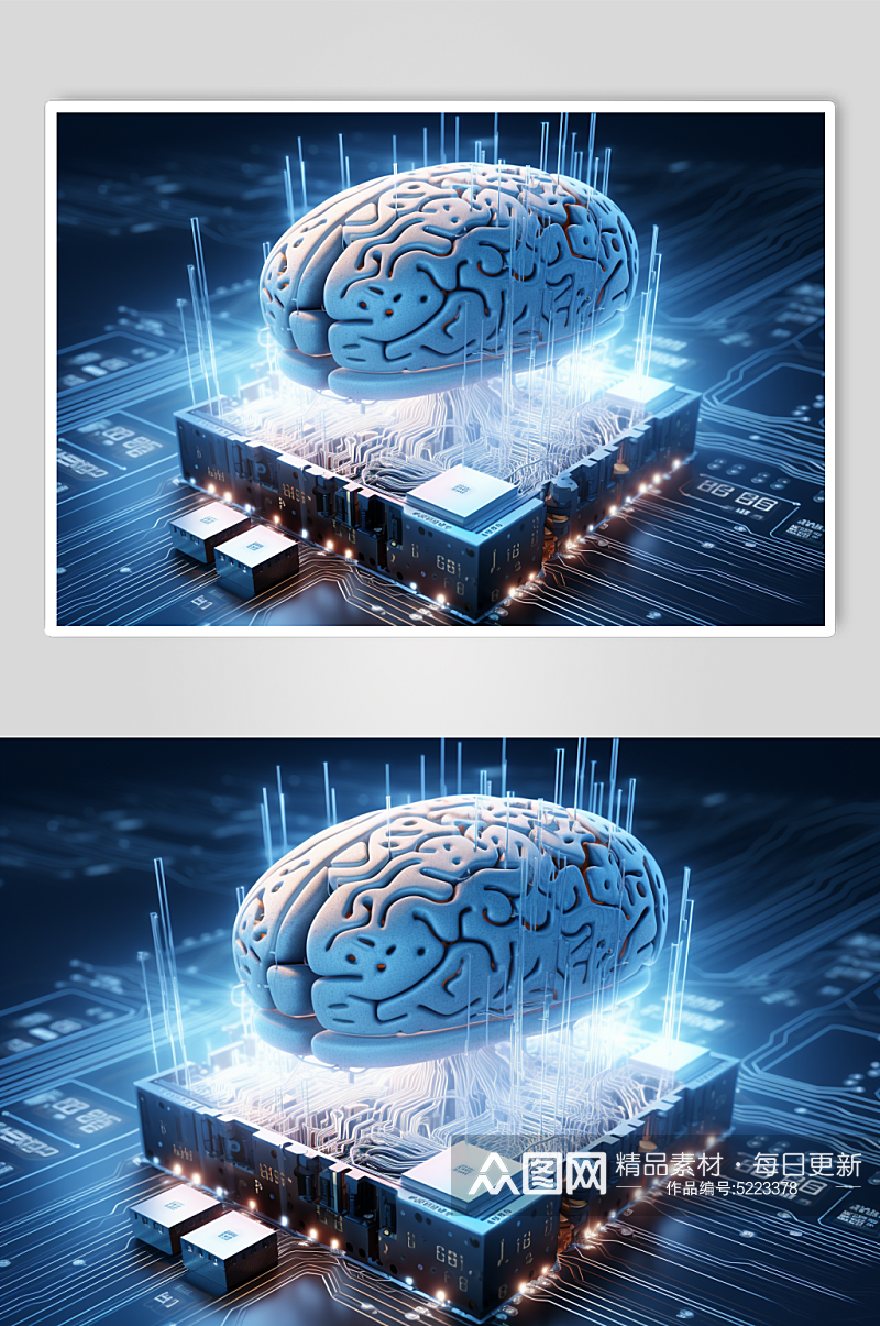 AI数字艺术大脑数据科技元素模型素材