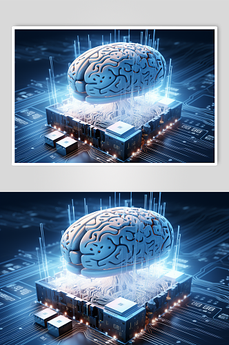 AI数字艺术大脑数据科技元素模型