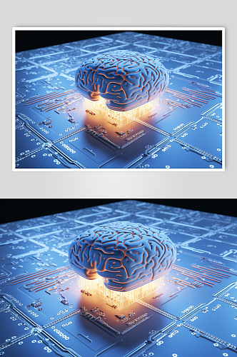 AI数字艺术大脑数据科技元素模型