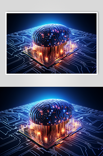 AI数字艺术大脑数据科技元素模型