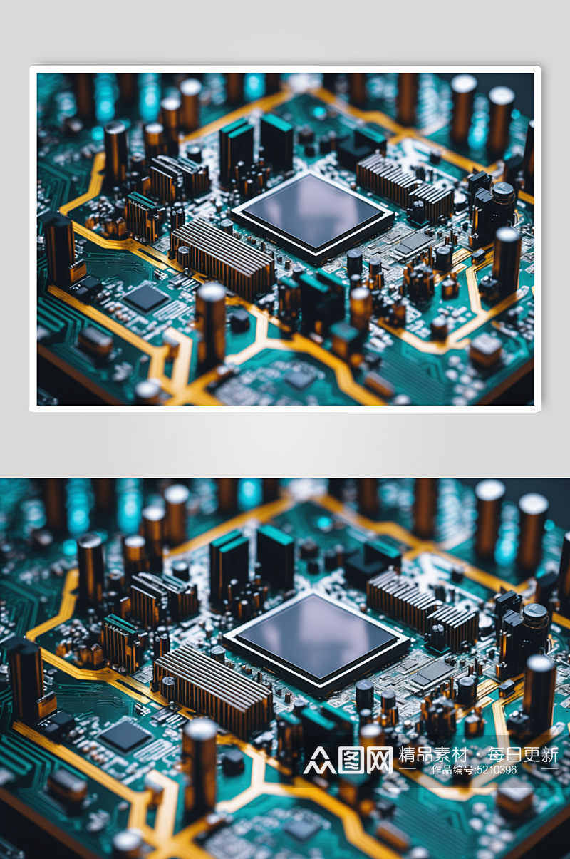 AI数字艺术高科技芯片晶体管电路板图片素材