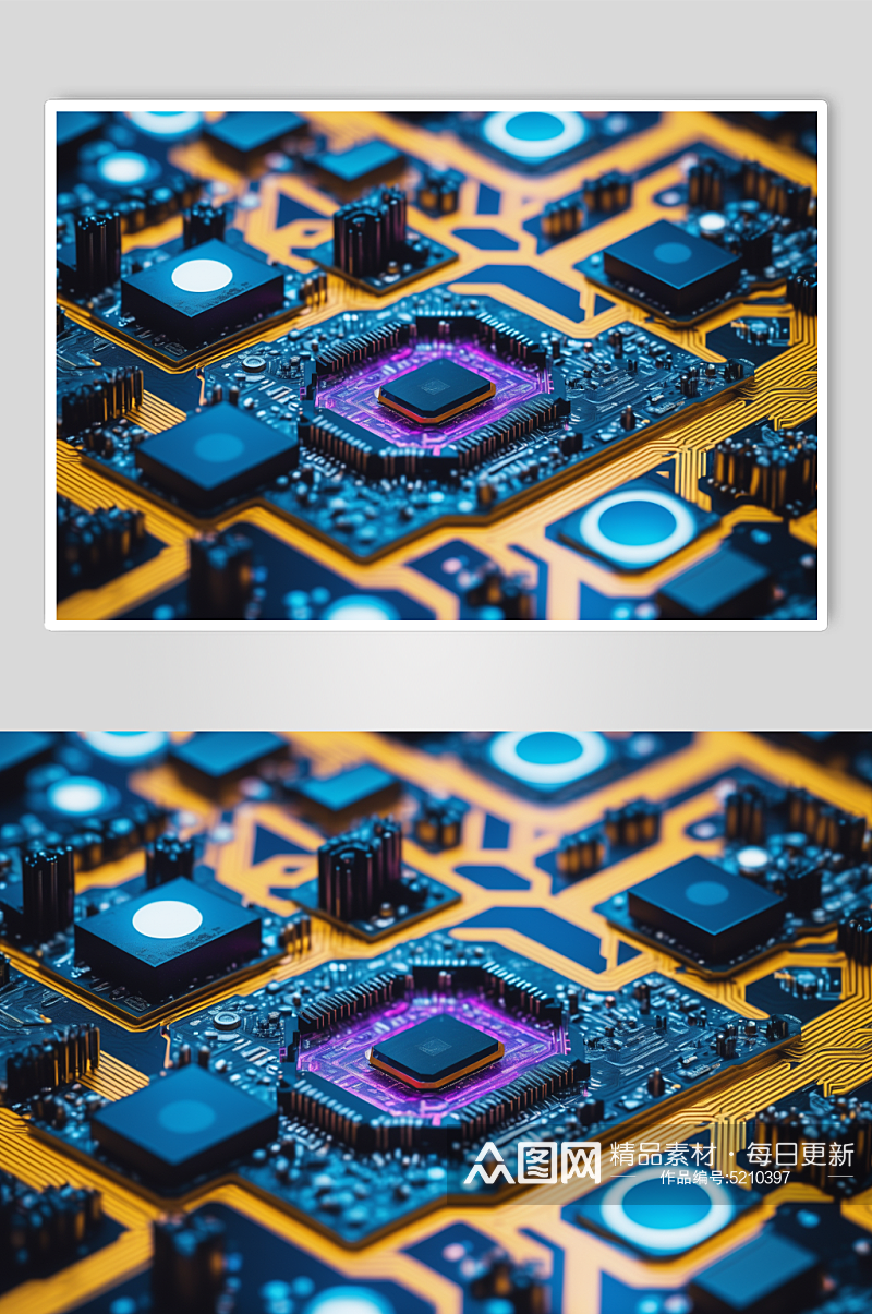 AI数字艺术高科技芯片晶体管电路板图片素材