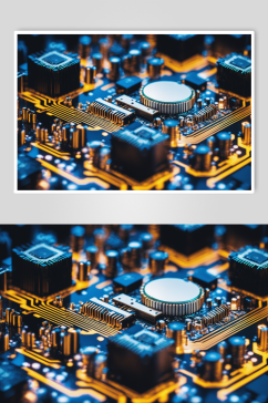 AI数字艺术芯片晶体管电路板细节特写图片