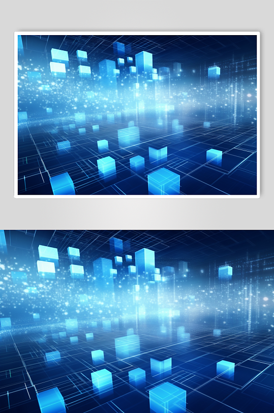 AI数字艺术科技风幻灯片光影几何背景图-众图网