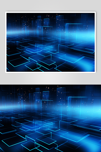 AI数字艺术科技风幻灯片光影几何背景图