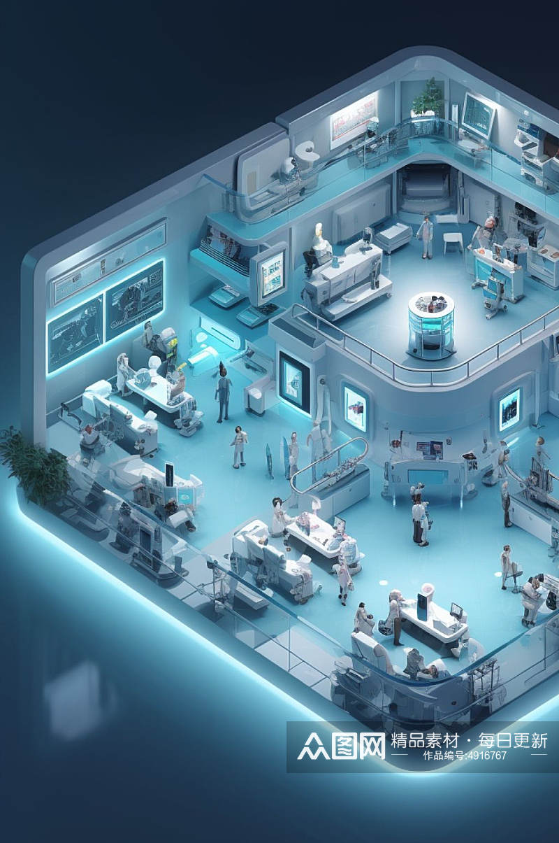 AI数字艺术创意医疗保健治疗中心场景模型素材