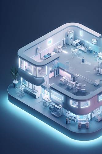 AI数字艺术创意医疗保健治疗中心场景模型