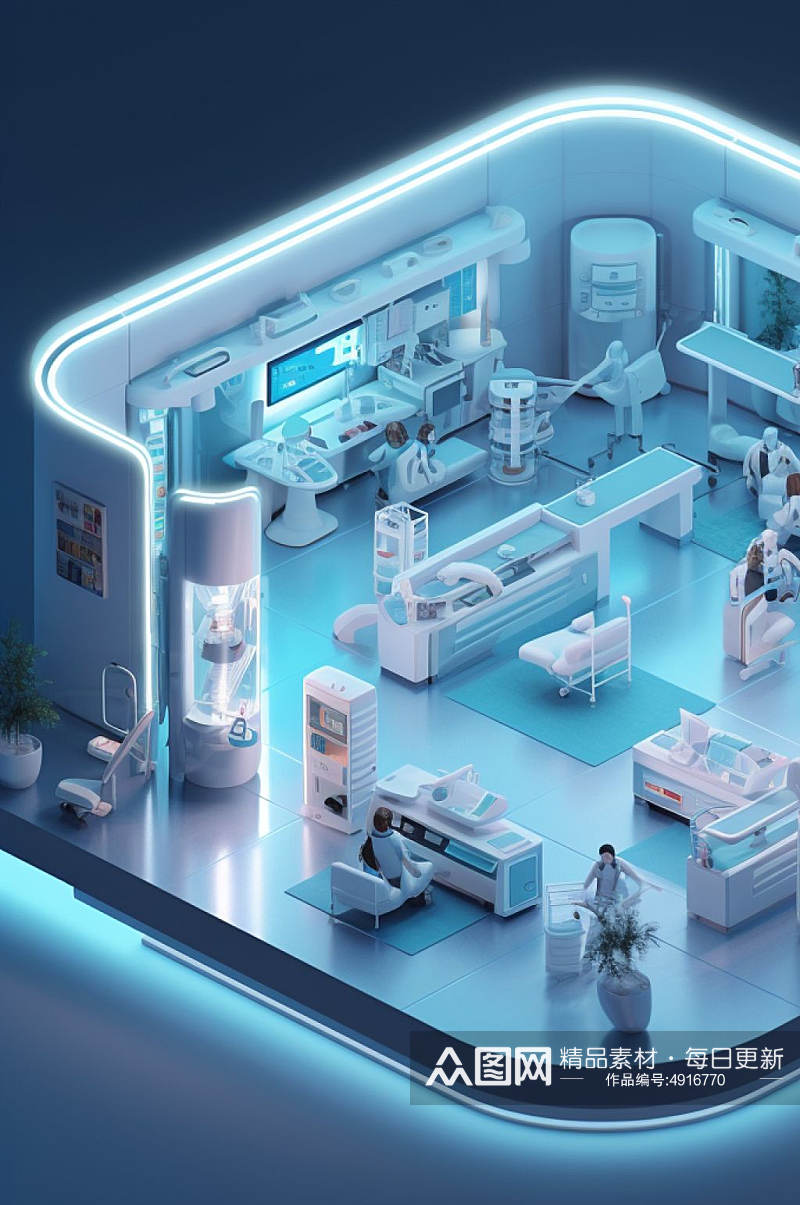 AI数字艺术创意医疗保健治疗中心场景模型素材