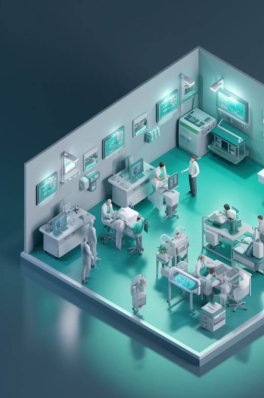 AI数字艺术生物科技医疗保健治疗中心场景模型