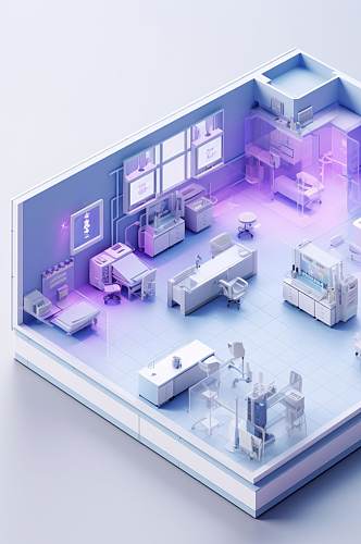 AI数字艺术简约医疗保健治疗中心场景模型