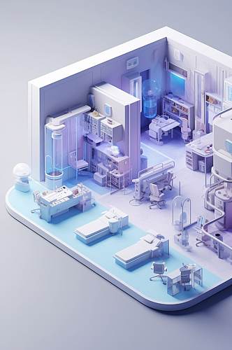 AI数字艺术简约医疗保健治疗中心场景模型