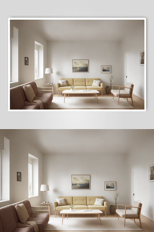 AI数字艺术家装客厅装修室内设计图摄影图