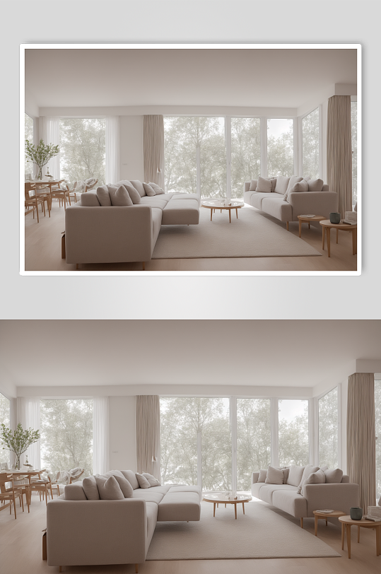AI数字艺术家装客厅装修清新设计图摄影图