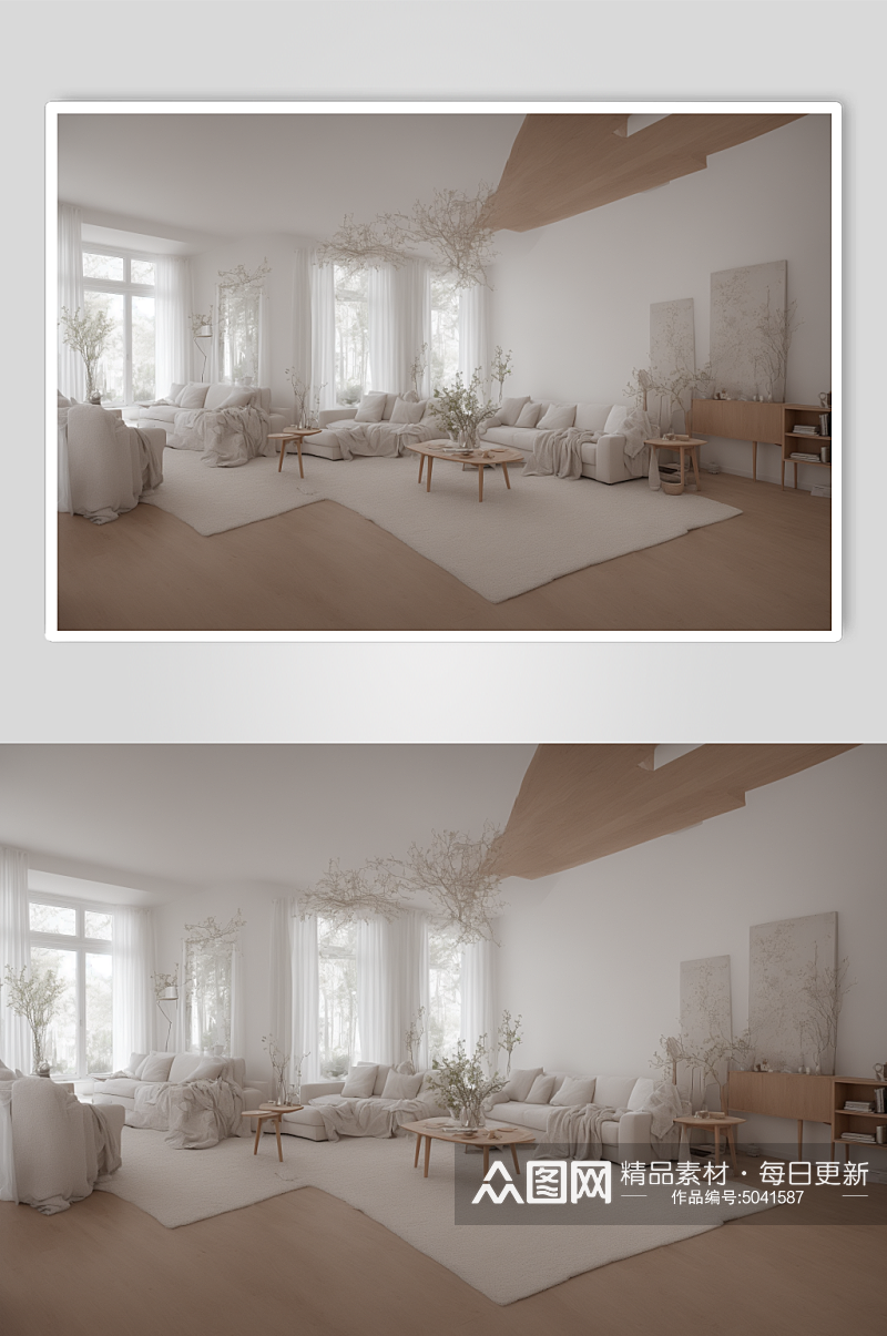 AI数字艺术家装客厅装修小众设计图摄影图素材