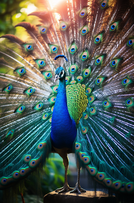 AI数字艺术野生动物孔雀摄影图