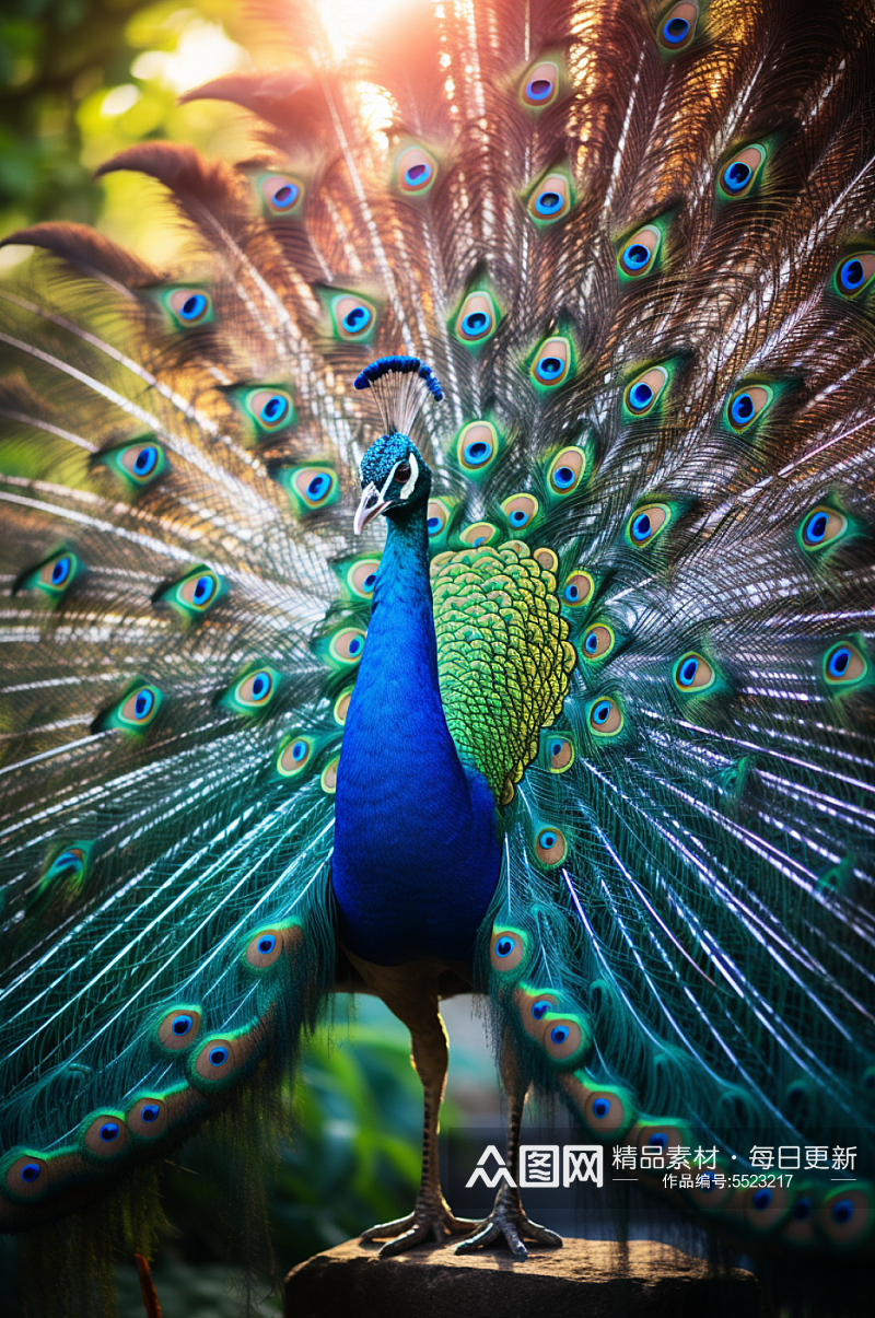 AI数字艺术野生动物孔雀摄影图素材