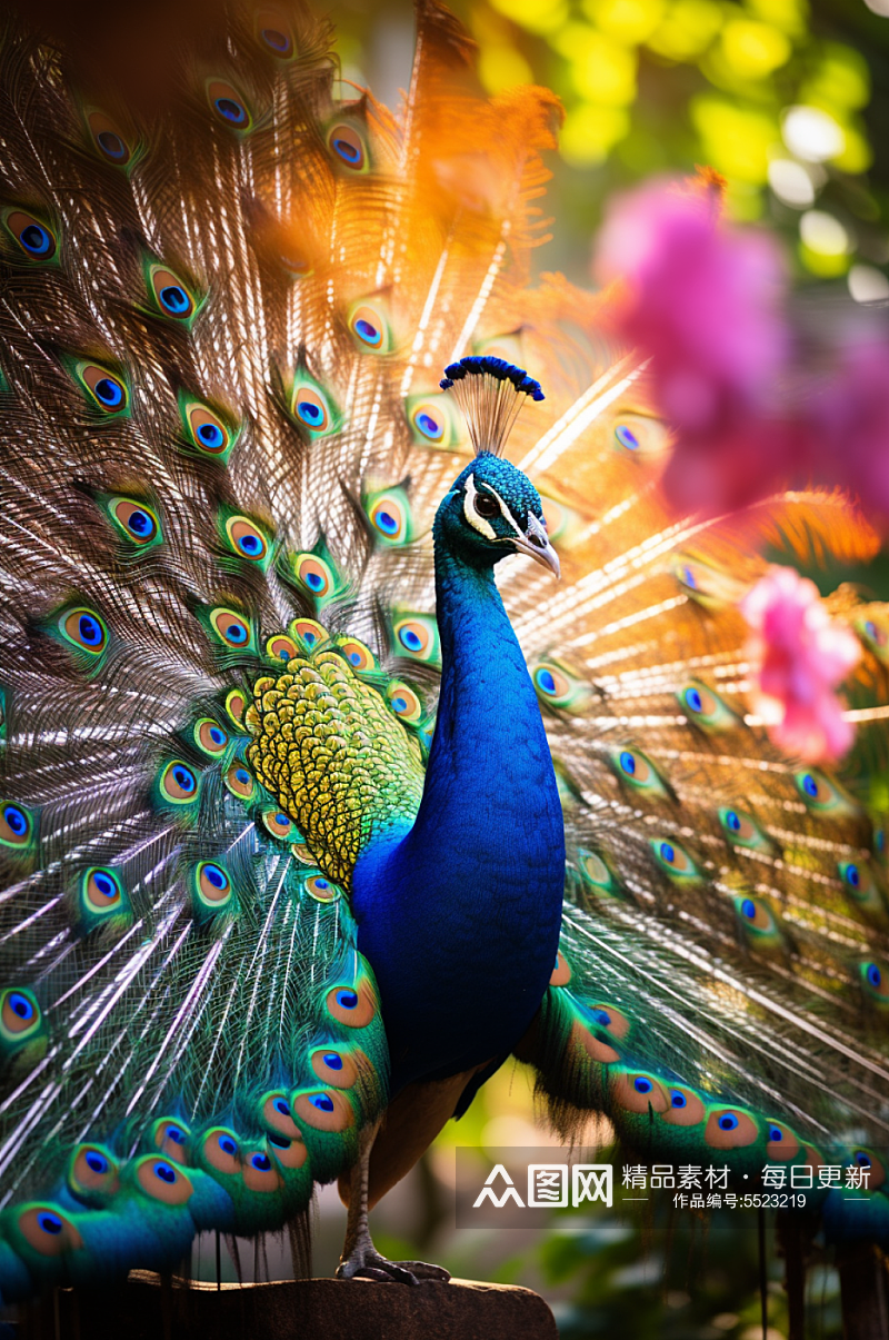 AI数字艺术野生动物孔雀摄影图素材
