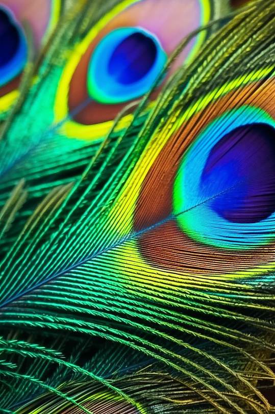 AI数字艺术手绘孔雀羽毛纹理图片