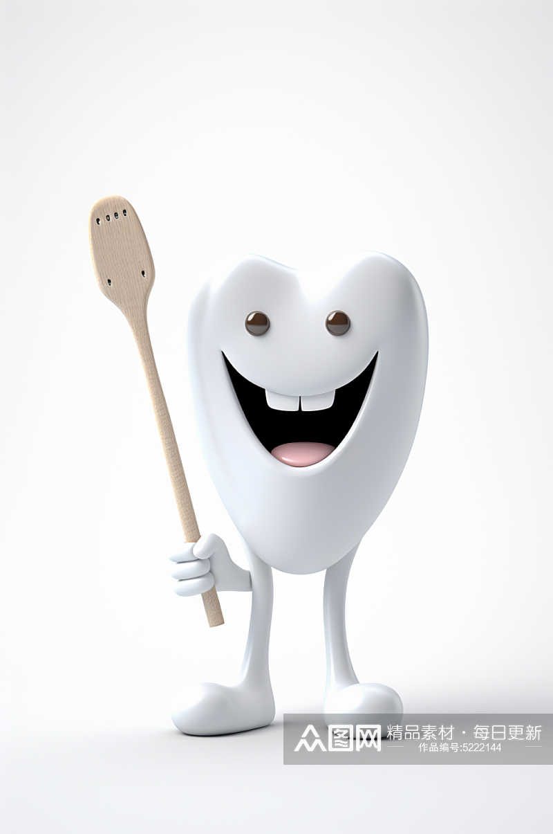 AI数字艺术卡通拟人牙齿口腔护理模型素材