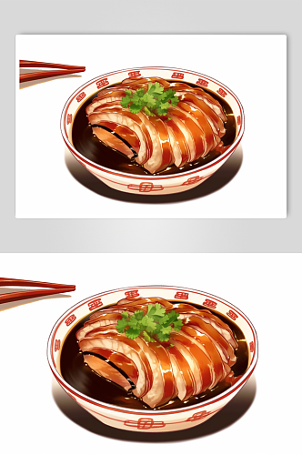 AI数字艺术手绘特色美食扣肉餐饮插画