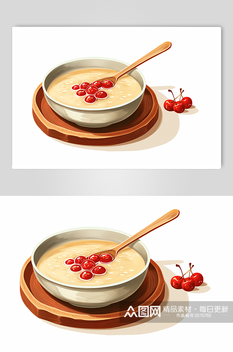 AI数字艺术传统节日腊八粥手绘美食插画素材