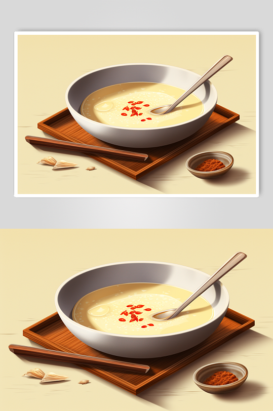 AI数字艺术传统节日腊八粥手绘美食插画