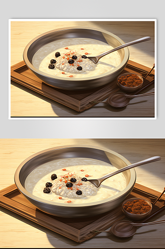 AI数字艺术传统节日腊八粥手绘美食插画