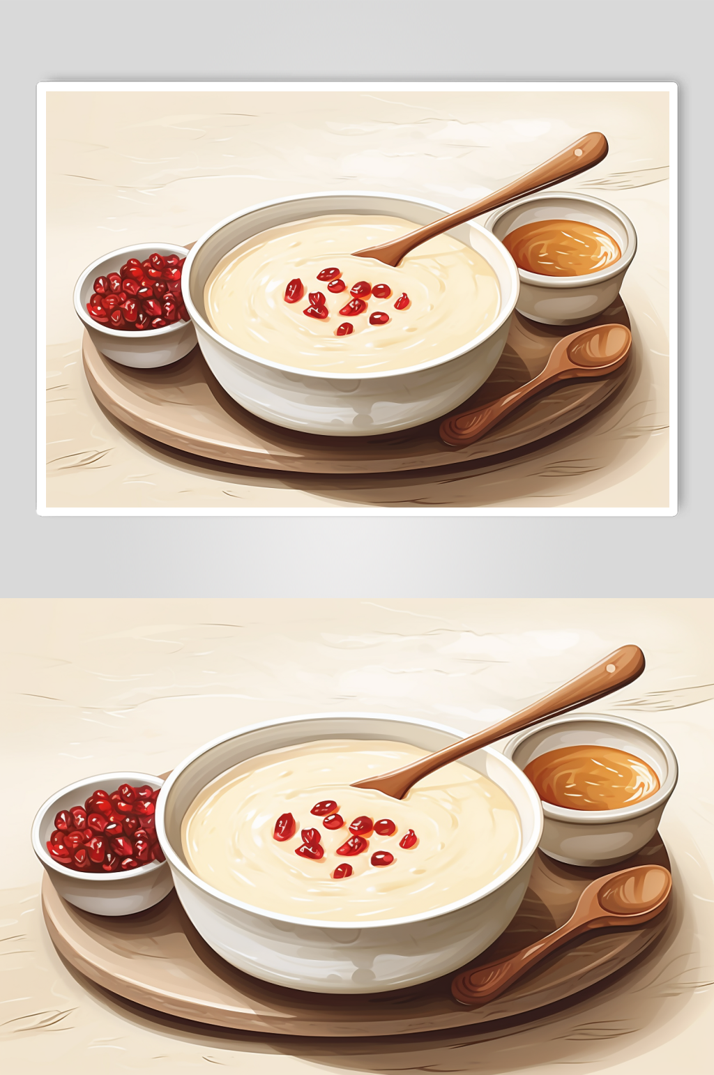 AI数字艺术传统节日腊八粥手绘美食插画素材