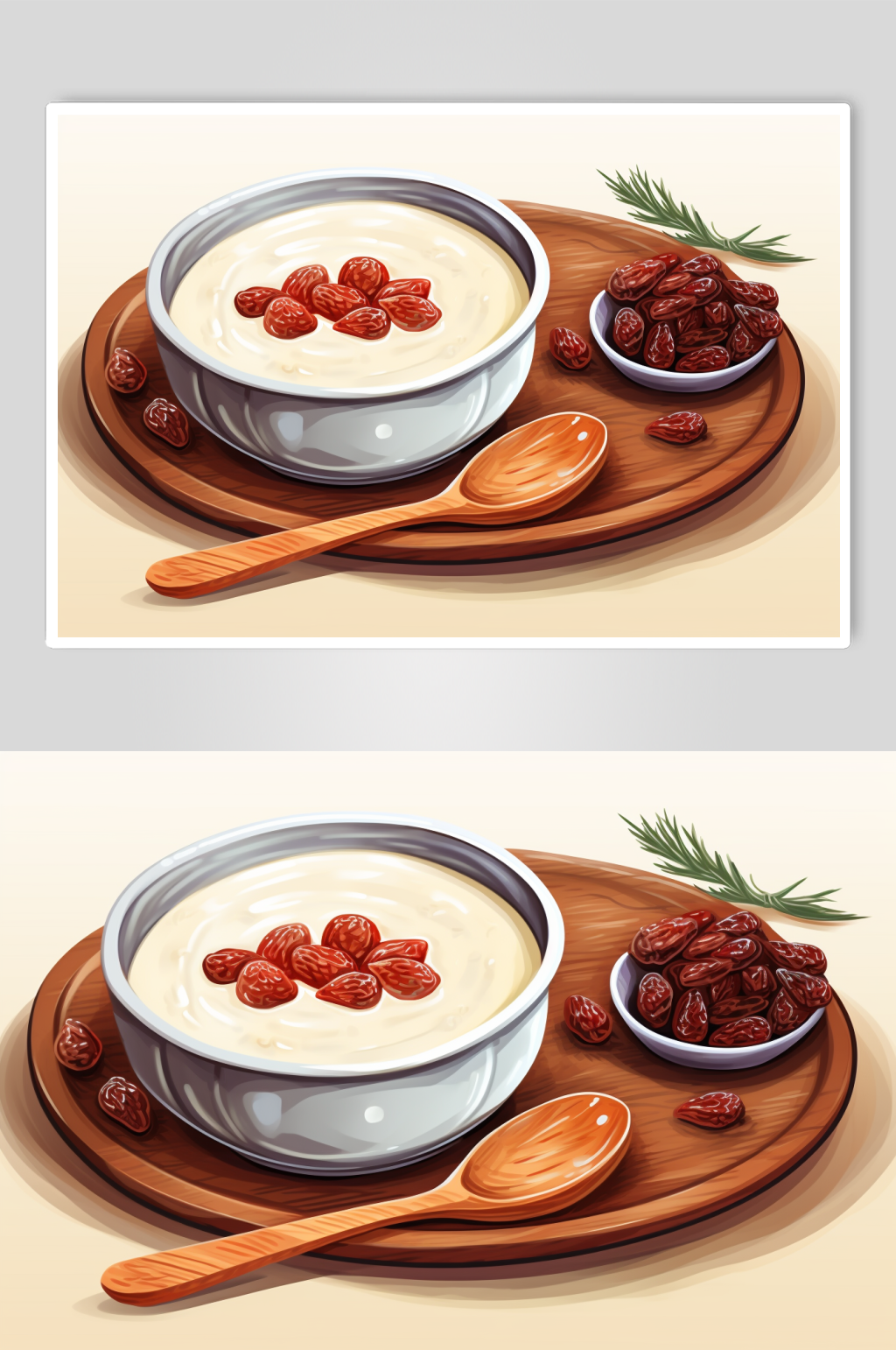 AI数字艺术传统节日腊八粥手绘美食插画素材