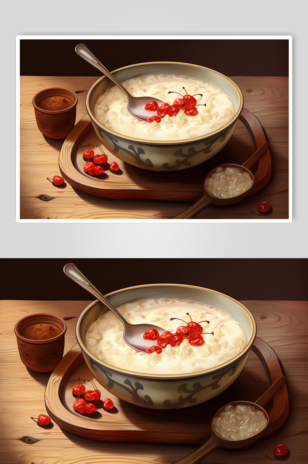AI数字艺术传统节日腊八粥手绘美食插画素材