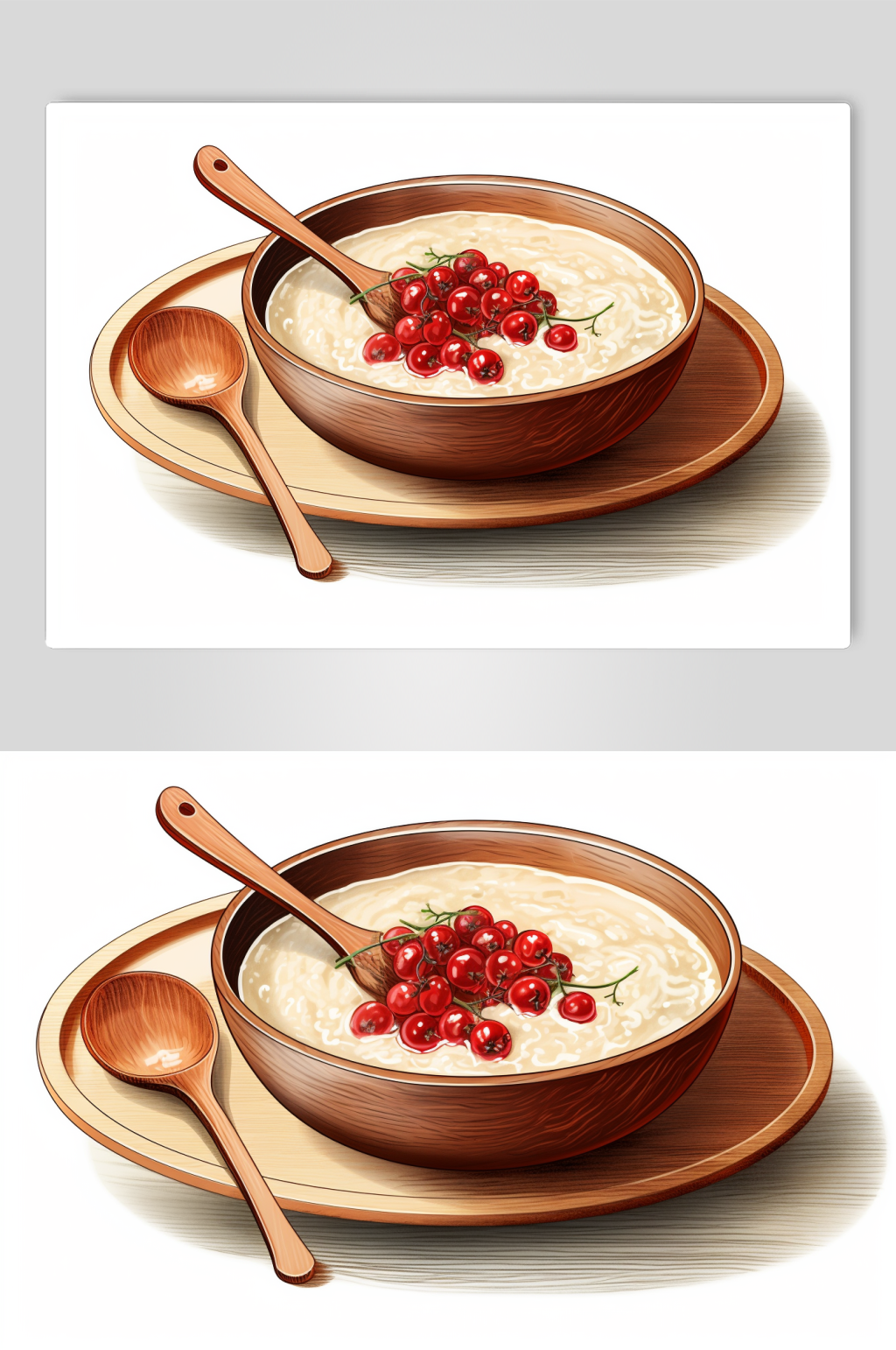 AI数字艺术传统节日腊八粥手绘美食插画素材