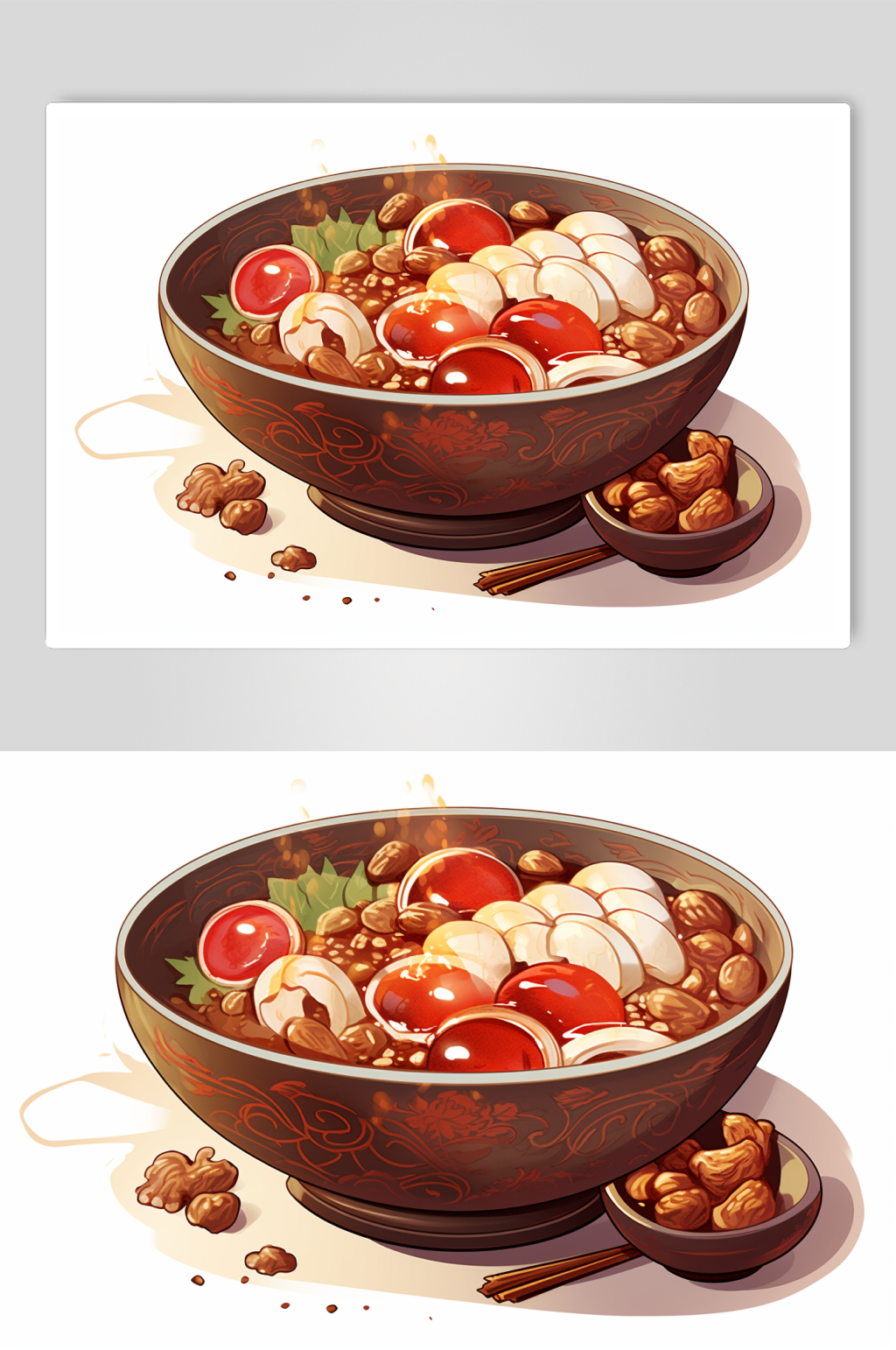 AI数字艺术传统节日腊八粥手绘美食插画素材