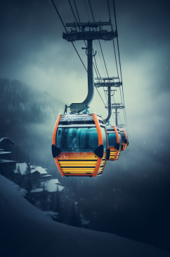 AI数字艺术山滑雪缆车场景元素模型