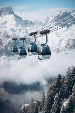 AI数字艺术山滑雪缆车场景元素模型