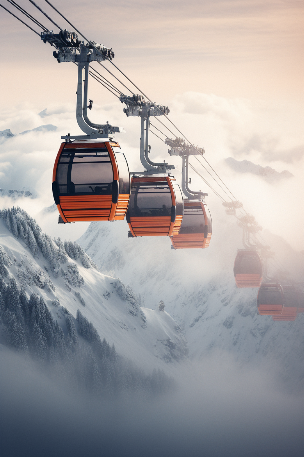 AI数字艺术山滑雪缆车场景元素模型素材
