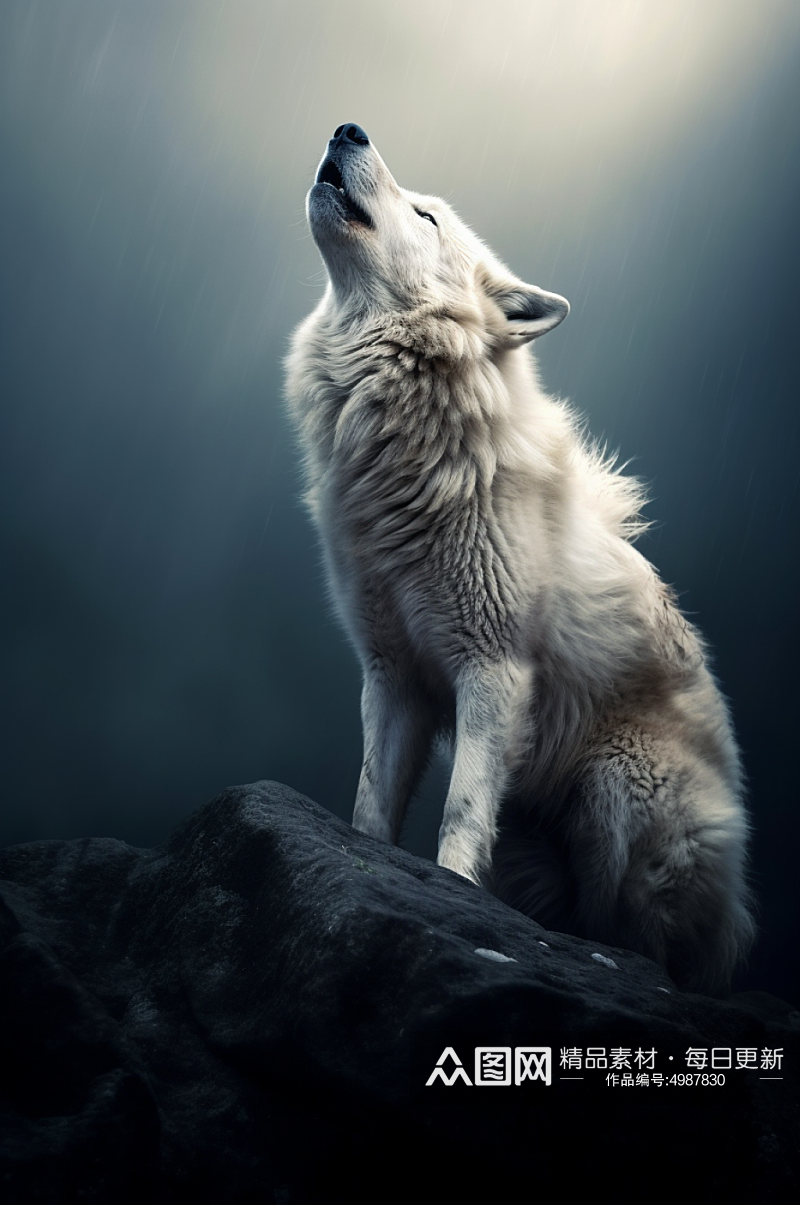 AI数字艺术狼动物企业文化精神摄影图片素材
