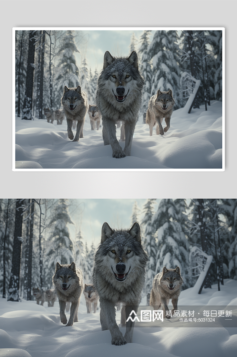 AI数字艺术狼动物企业文化精神摄影图片素材