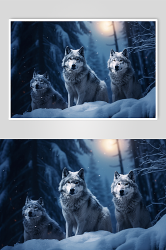 AI数字艺术狼动物企业文化精神摄影图片