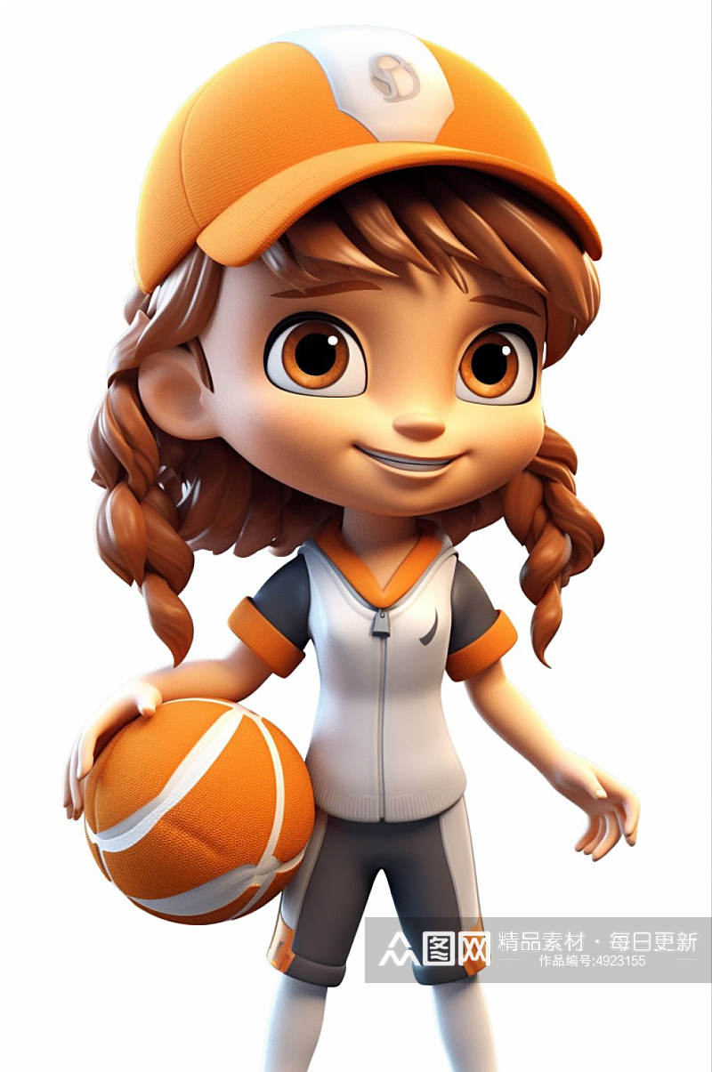 AI数字艺术创意儿童打篮球人物模型素材