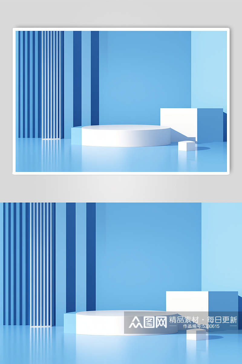 AI数字艺术蓝色双十一C4D展台背景图图片素材