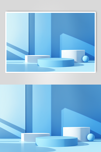 AI数字艺术蓝色双十一C4D展台背景图图片