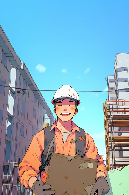 AI数字艺术劳动节建筑工人插画-众图网