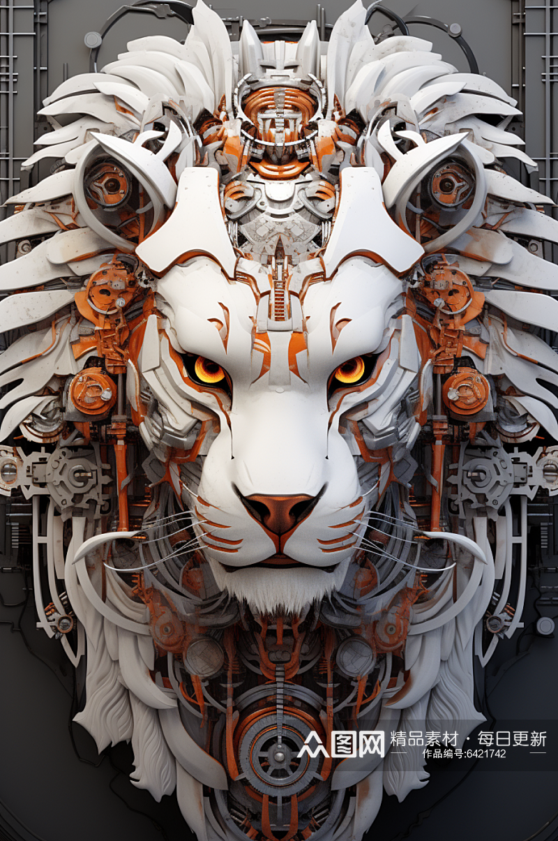AI数字艺术十二生肖机械老虎动物图片素材