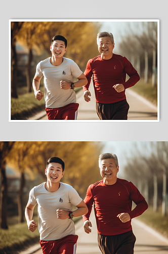 AI数字艺术老年人跑步肖像人物摄影图