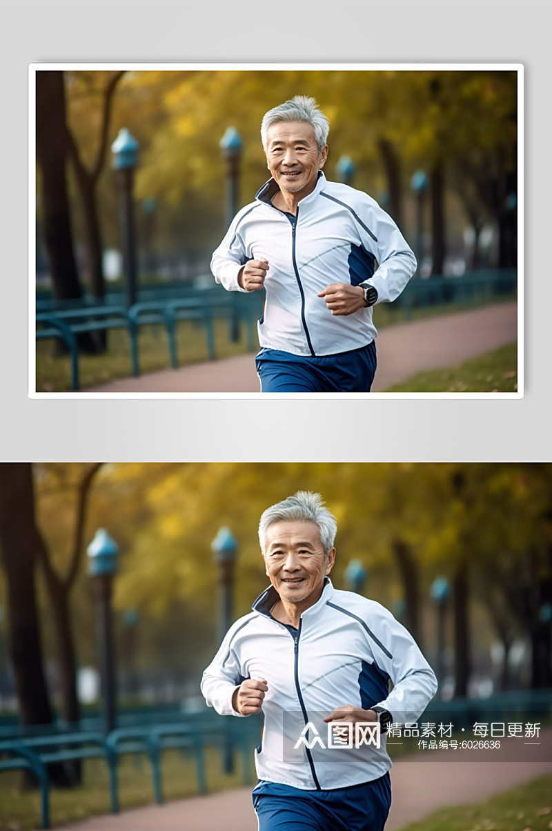 AI数字艺术老年人跑步肖像人物摄影图素材