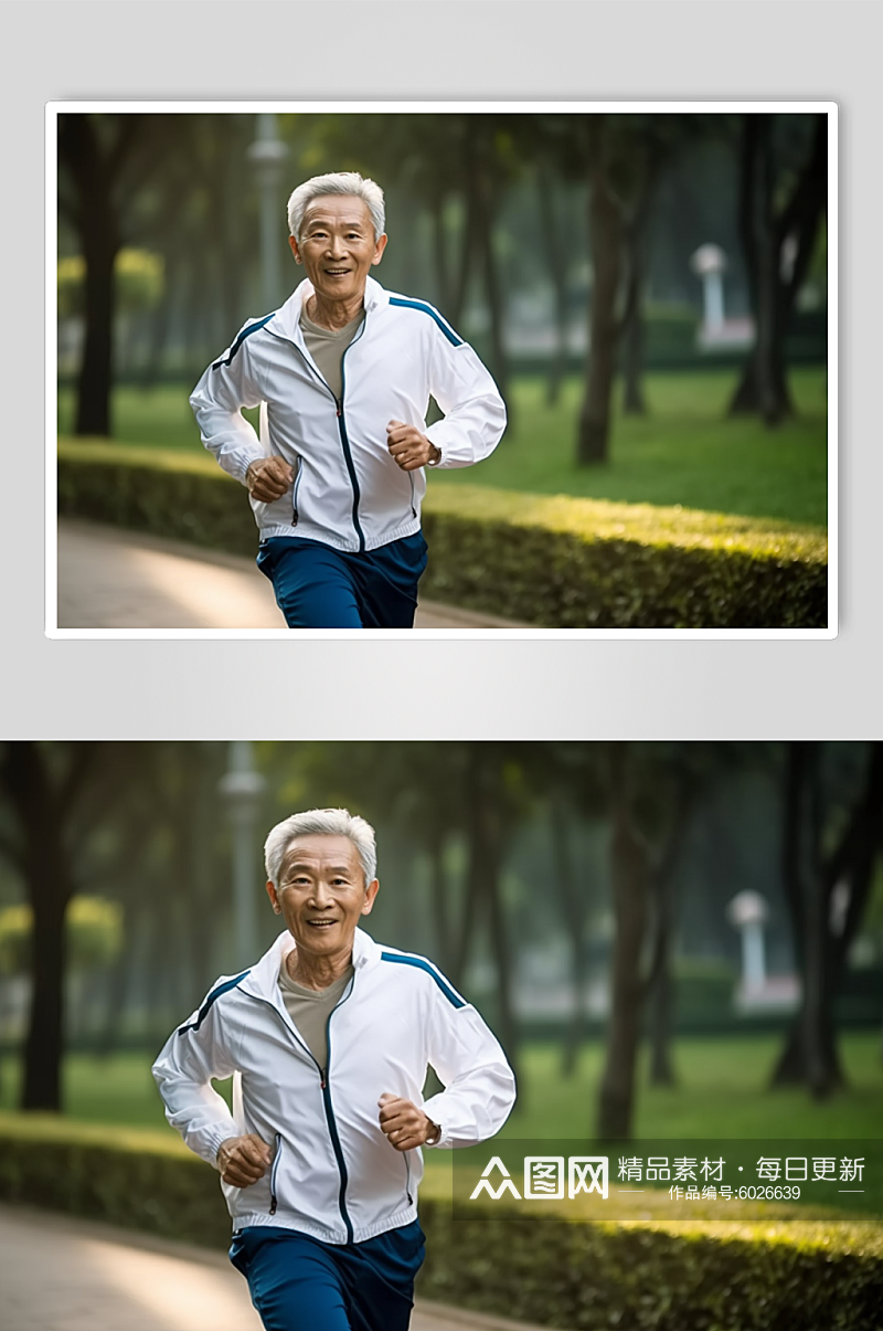 AI数字艺术老年人跑步肖像人物摄影图素材
