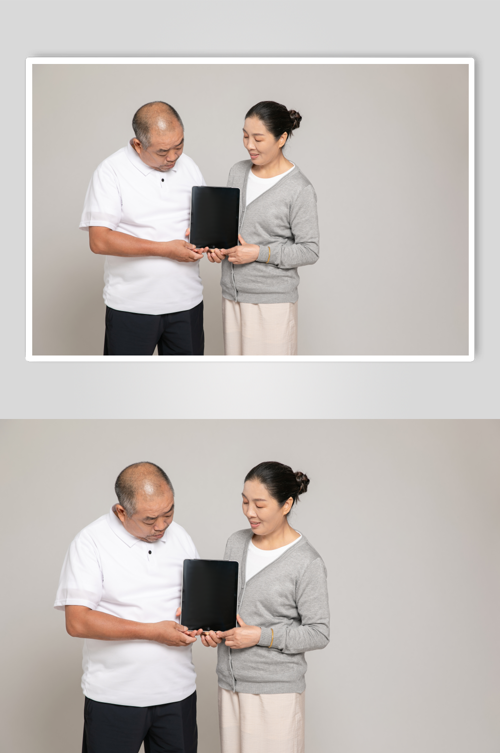 平板电脑休闲娱乐居家养生老年人摄影图素材